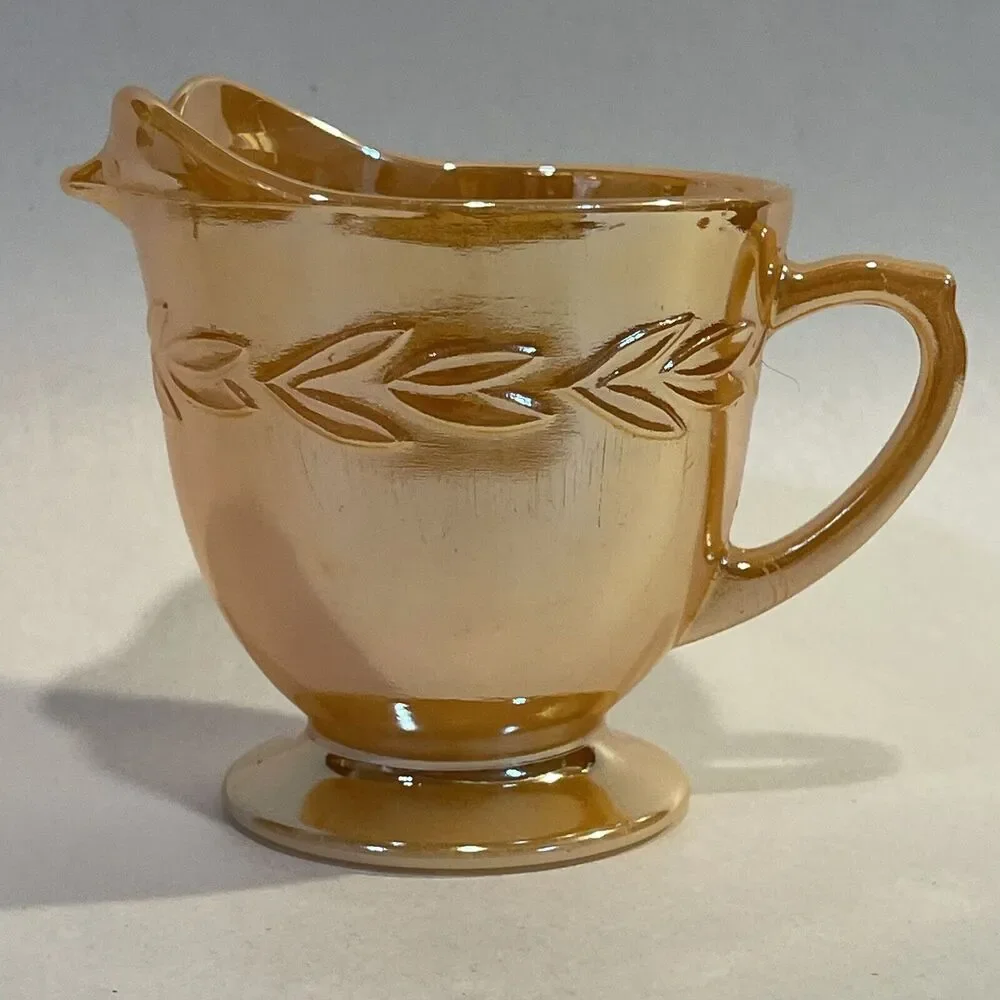Anchor Hocking Fire King Peach Luster Laurel‎ Creamer Pitcher Vintage